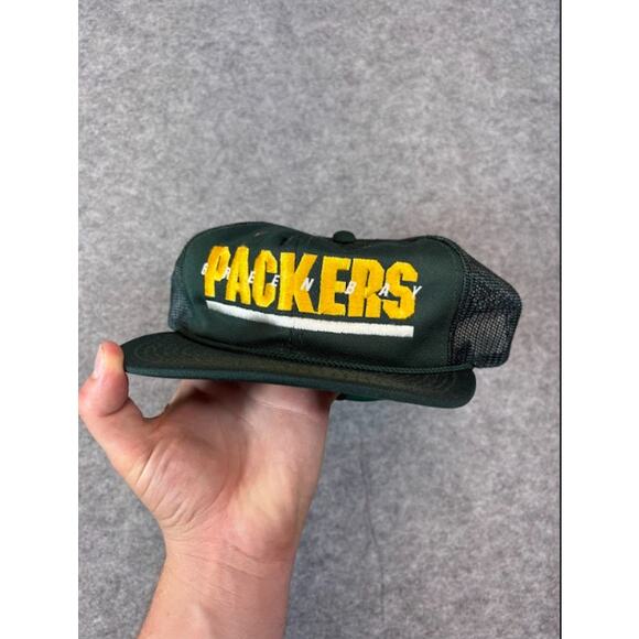 Vintage 80s Green Bay Packers NFL Football Trucker Hat Snapback Mesh Sporstwear - Picture 1 of 5